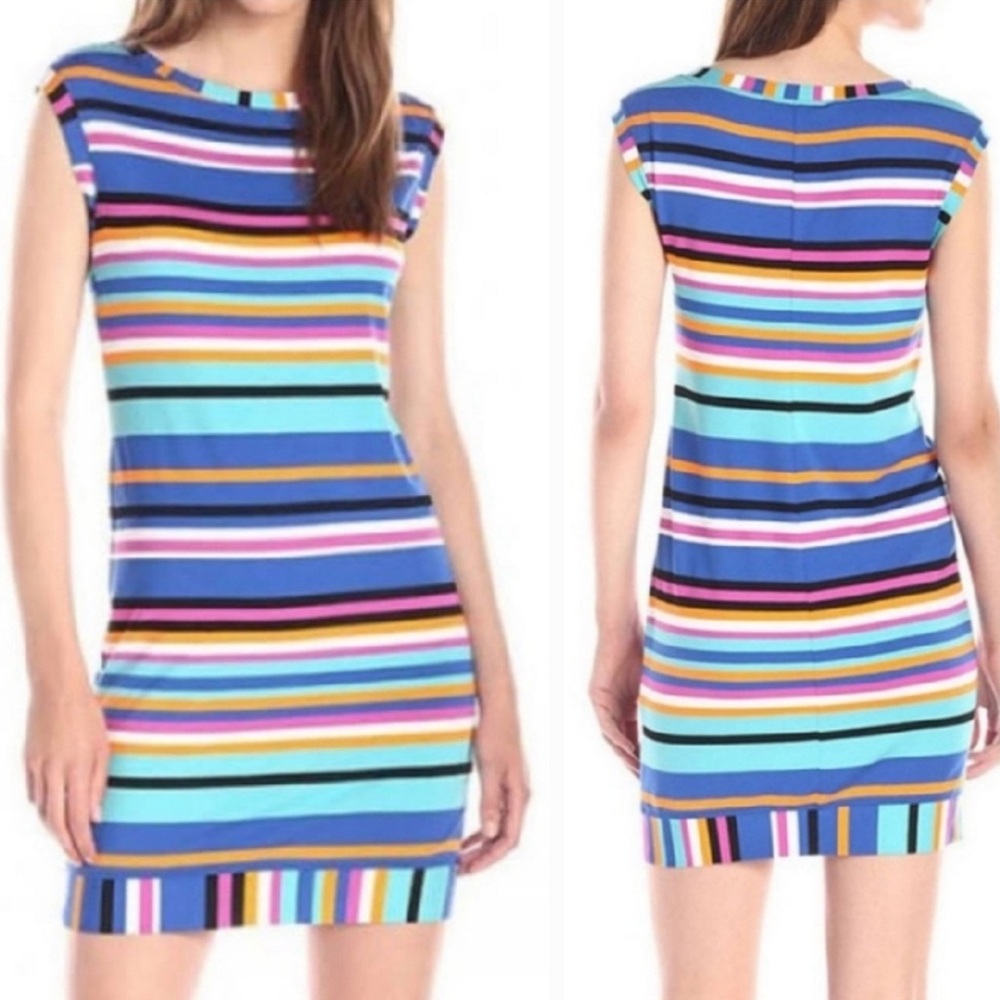 TRINA TURK COLORFUL STRIPED MINI DRESS